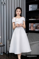 Đầm Xòe Vai Chờm NK Fashion Cao Cấp, Sanh Chảnh NKDV2308003