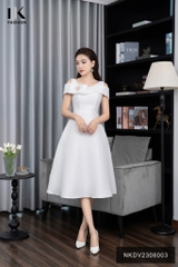 Đầm Xòe Vai Chờm NK Fashion Cao Cấp, Sanh Chảnh NKDV2308003