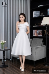 Đầm Xòe Vai Chờm NK Fashion Cao Cấp, Sanh Chảnh NKDV2308003