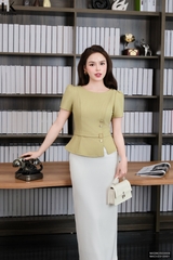 Ao kí giả đai eo cúc đồng xinh xắn, mềm mát, mịn NKSM2503009