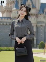 Sơ mi bấu mí cửa tay đơn giản, dễ thương UNSM2508020