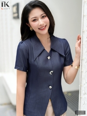 Kí giả demin 3 cúc lá cổ mềm mại mà sang LUAK2509007