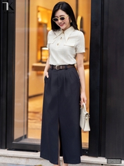 Chân váy kaki xẻ trước dễ mặc, hiện đại NKCV2603001