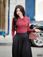 Áo len lá cổ khóa kiểu dáng lạ mắt, màu sắc nhã nhặn NKAL2510005