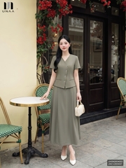 Áo cổ V vạt chéo cơi túi phong cách trẻ trung xinh xắn UNSM2604002