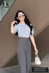 Áo Sơ Mi Cổ Bèo Đính Ngọc NK Fashion Công Sở Nữ Thanh Lịch Vải Mềm Mịn NKSM2405021