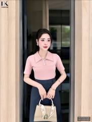 Áo Thun Cổ Nhọn 2 Cúc  Thanh Lịch, Năng Động Vải Mềm Mịn NKAT2501008