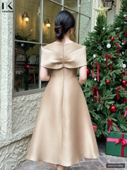 Đầm Tiệc Chùm Vai NK Fashion Công Sở Nữ Sang Trọng, Nữ Tính Vải Mềm Mịn NKDV2410008