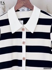 Áo thun kẻ to cúc nẹp kiểu dáng mới, trẻ trung, năng động NKAT2502007