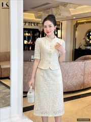 Set ren hoa nổi chân váy A sang xin NKBD2409002