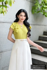 NK Fashion Áo Sơ Mi Tơ Nhũ Bèo Vai 2 Lớp Trẻ Trung, Nữ Tính NKSM2403007