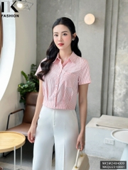 NK Fashion Áo Sơ Mi Kẻ Cổ Đức Túi Ốp Trẻ Trung, Nữ Tính NKSM2404009