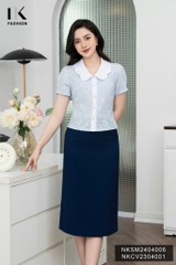 Sơ mi hoa hồng phối cổ nẹp, kiểu dáng mới, chất liệu mới, xinh xắn, điệu đà cực kỳ NKSM2404006