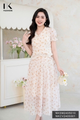 Áo Sơ Mi Tơ Ép Bèo Cổ Gấu NK Công Sở Nữ Thanh Lịch Nữ Tính Vải Mềm Mịn NKSM2405010