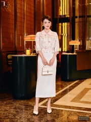 Sơ mi hoa phối cổ hoa gấu kiểu cách mới NKSM2506025