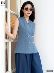 Áo ghile cổ neo 4 cúc sang chảnh LUAK2508002