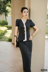 Áo phối nẹp cúc kiểu lên set sang xịn LUSM2506001 ( Ko kèm QU/CV/PK)