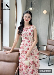 NK Fashion Đầm Xoè Vai Chờm Nơ Cổ Dịu Dàng, Thời Trang, Nữ Tính NKDV2404002