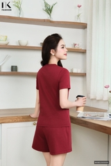 Bộ đồ thun quần sooc + áo cổ trơn dễ mặc, mát mềm NKBD2505005