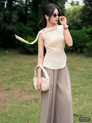 Áo lụa vạt cổ sành điệu, yêu kiều NKSM2603009