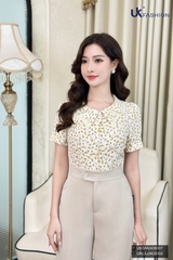 Áo Sơ Mi UK Fashion Công Sở Thiết Kế Cổ Kép, Họa Tiết Hoa Nhẹ Nhàng, Thanh Lịch, Nữ Tính UKSM2406007