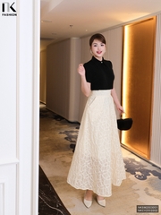 Chân Váy Xoè Dệt Nổi Sang Trọng, Nữ Tính Vải Mềm Mịn NKCV2502002