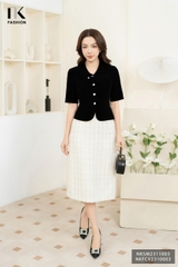 NK Fashion Áo Sơ Mi Nhung Nơ Vai, Sang Trọng NKSM2311003