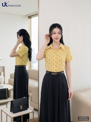 Sơ mi chấm bi cổ sen nhẹ nhàng, điệu đẹp UKSM2605021 ( Áo rời )