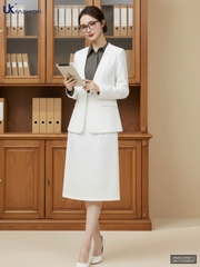 Áo vest không cổ cúc đơn sang xịn, đứng forrm UNAK2509012