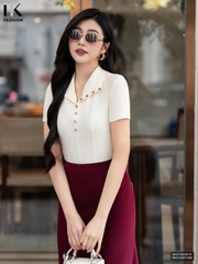 Áo thun cổ vạt V trẻ trung, mát mẻ NKAT2603010