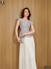 Sơ mi vai chùm chéo peplum xinh xắn LUSM2506021