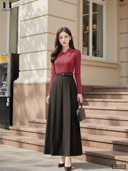 Áo len lá cổ khóa kiểu dáng lạ mắt, màu sắc nhã nhặn NKAL2510005