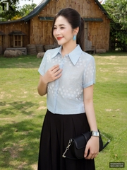 Sơ mi croptop cổ đức hoa mát lịm, nhẹ nhàng, thoải mái NKSM2605016