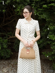 Sơ mi cổ sen chấm bi dịu dàng, ghép set điệu NKSM2605015