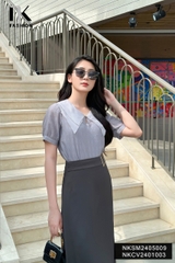Áo Sơ Mi Tơ Cổ Sen Nhọn 2 Lớp NK Fashion Công Sở Nữ Thanh Lịch, Nữ Tính Vải Mềm Mịn NKSM2405009
