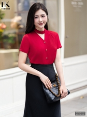Sơ mi cổ tàu xếp điệu đà, nhẹ nhàng NKSM2601026