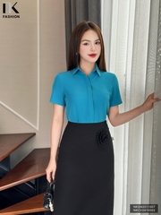 Chân Váy Bút Chì Hoa Eo Kiểu Dáng Basic Thanh Lịch Tôn Dáng, Co Giãn Nhẹ NKCV2410002
