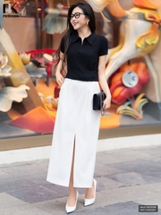 Chân váy kaki xẻ trước dễ mặc, hiện đại NKCV2603001