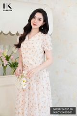 Áo Sơ Mi Tơ Ép Bèo Cổ Gấu NK Công Sở Nữ Thanh Lịch Nữ Tính Vải Mềm Mịn NKSM2405010