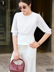 Sơ mi peplum phối nhún NKSM2607016 ( Áo rời ko kèm CV/QU/PK )