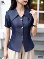 Kí giả demin 3 cúc lá cổ mềm mại mà sang LUAK2509007