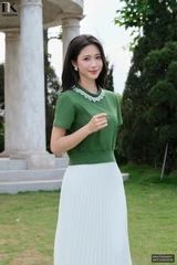 Thun cổ tròn kê ren xinh xắn, ứng dụng cao NKAT2504007