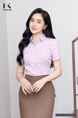 Sơ Mi Kẻ Nẹp Chéo Cộc Tay NKSM2012010