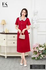 Áo Sơ Mi Text Cổ Ren Dệt, Nữ Tính, Thanh Lịch, Trẻ Trung NKSM2312001