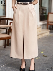 Chân váy kaki xẻ trước dễ mặc, hiện đại NKCV2603001