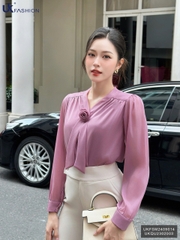 Sơ mi tơ cổ vạt hoa cực xinh xắn UKFSM2409014
