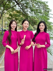 Áo dài thêu hoa sen tay bồng cao cấp, thướt tha, mang nét truyền thống phụ nữ Việt NKDV2411004 ( ko kèm quần + PK)