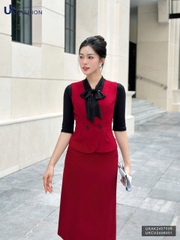 UK FASHION ÁO GILE PEPLUM 2 CÚC THỜI TRANG CÔNG SỞ NỮ UKAK2407005