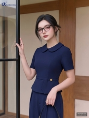 Sơ mi cổ sen đai cúc UKSM2607005 ( Áo rời không kèm QU/CV/PK )
