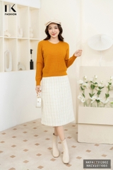 NK Fashion Áo Len Cổ Tròn Vân O, Dáng Suông, Tay Dài, Thời Trang NKFAL2312002